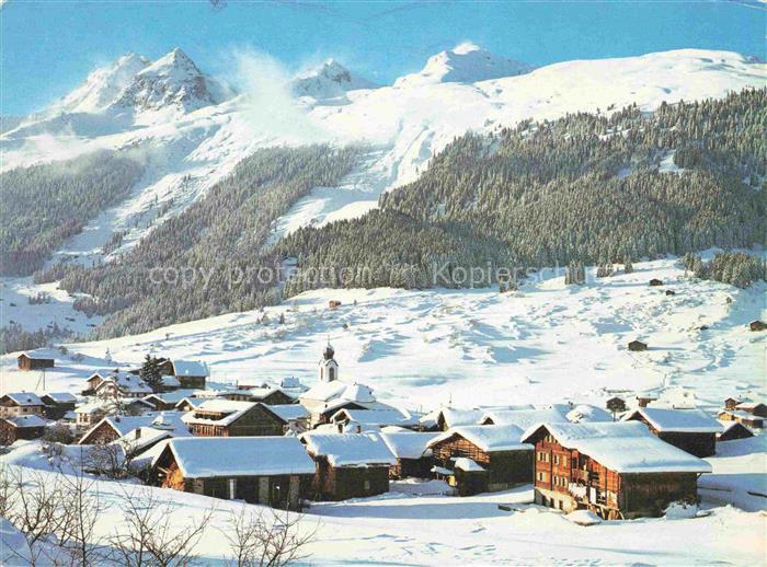 Brigels Breil Surselva GR Winterpanorama