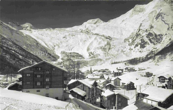 Saas-Fee VISP VS Winterpanorama Blick gegen Allalinhorn Alphubel Taeschhorn Wall