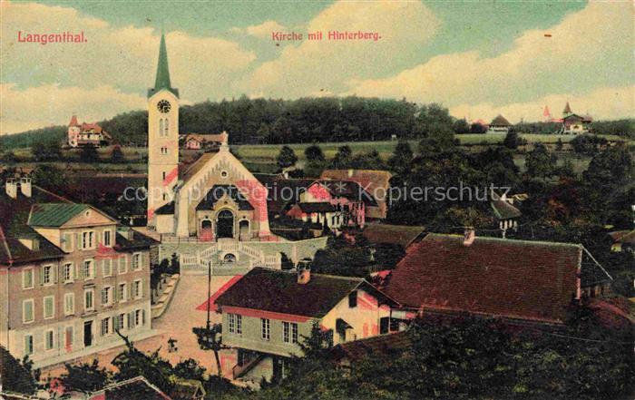 LANGENTHAL Aarwangen BE Kirche mit Hinterberg