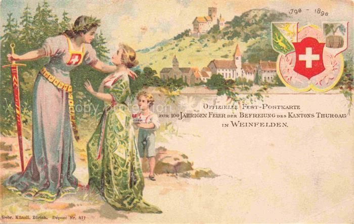 Weinfelden TG Festpostkarte zur 100 Jahrfeier der Befreiung des Kantons Thurgau