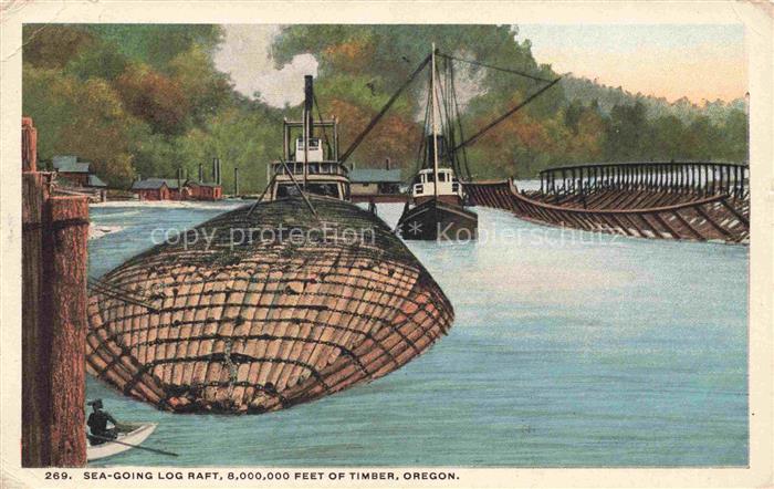 Portland Oregon USA Sea Going Log Raft Feed of Timber