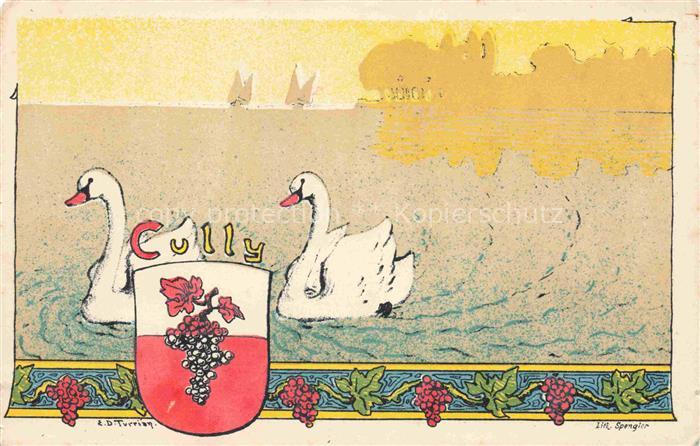 Cully  Lavaux VD Wappen mit Schwaenen