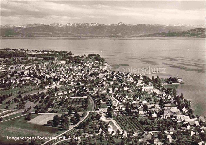 Langenargen Bodensee Fliegeraufnahme mit Alpensicht