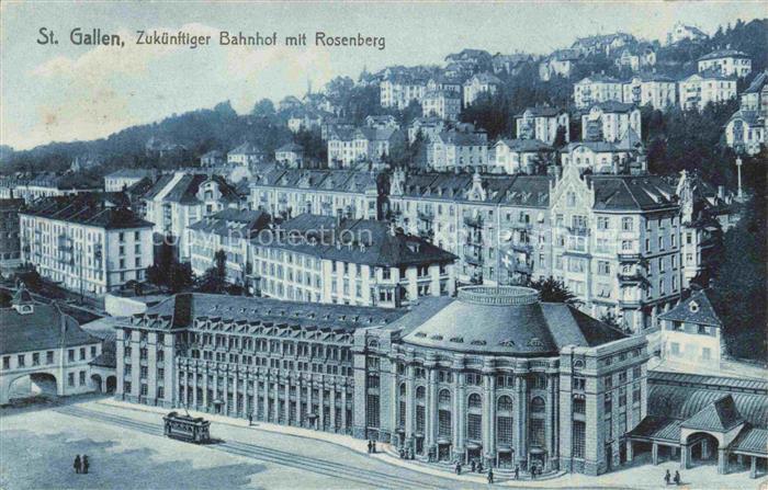St Gallen SANKT GALLEN SG Zukuenftiger Bahnhof mit Rosenberg