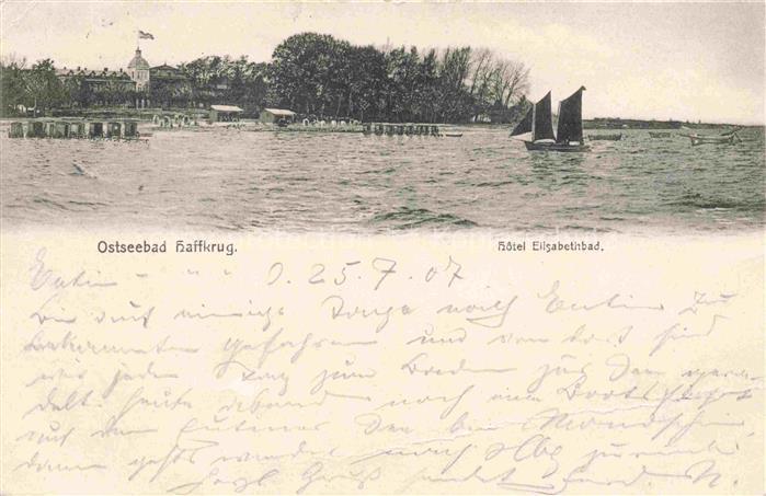 HAFFKRUG SCHARBEUTZ Ostseebad Hotel Elisabethbad Ansicht vom Meer aus