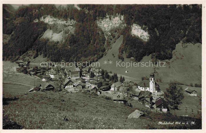 Melchthal Melchtal OW Blick ins Tal Ortsansicht mit Kirche
