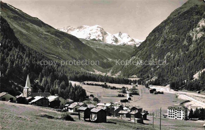 Randa VISP VS Panorama Blick gegen Breithorn Walliser Alpen