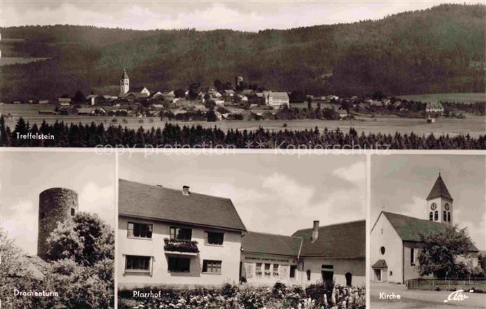 Treffelstein Waldmuenchen Cham Bayern Panorama Drachenturm Pfarrhof Kirche