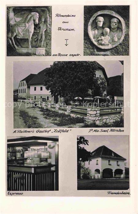 Zollfeld St Veit an der Glan Kaernten AT Roemersteine aus Virunum Gasthof Zollfe