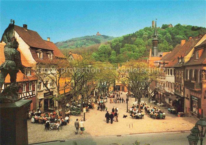 WEINHEIM Bergstrasse BW Marktplatz mit W.S.C. Wachenburg und Ruine Windeck