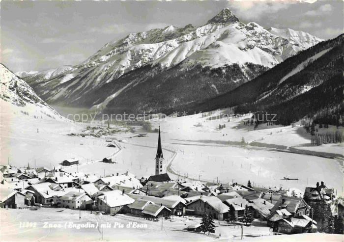 Zuoz Maloja GR Winterpanorama Blick gegen Piz d'Esan