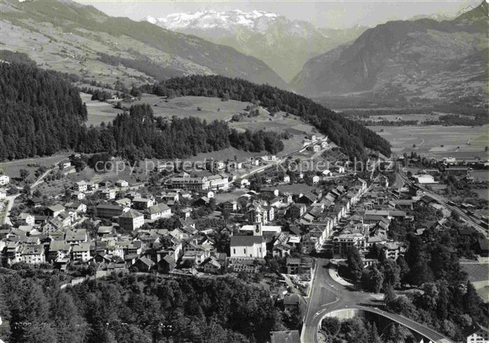 Thusis GR Panorama Blick gegen das Domleschg