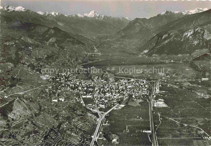 SION  Sitten Seduno VS Vue panoramique aérienne et la plaine du Rhône