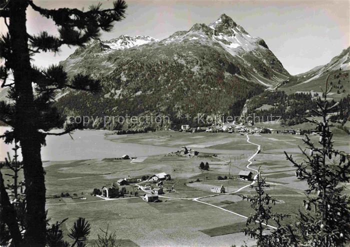 Surlej Panorama Blick gegen Silvaplana Piz Polaschin und Julierpass