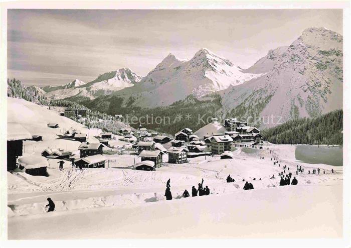 Inner-Arosa GR Winterpanorama Blick gegen Furkahoerner und Pass