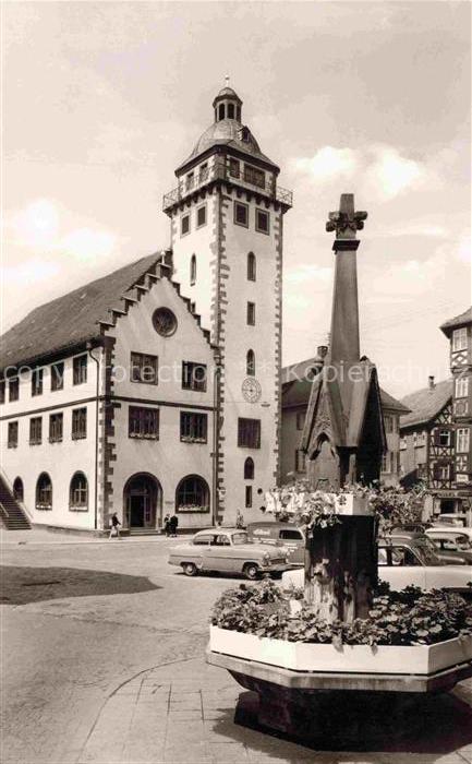 Mosbach Baden Neckar-Odenwald-Kreis BW Rathaus mit Brunnen