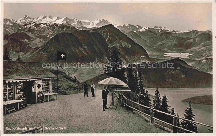 RIGI-Kaenzeli SZ Kiosk Blick auf die Berner Alpen