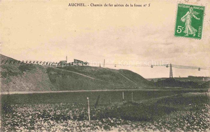 Auchel Bethune 62 Pas-de-Calais Chemin de fer aérien de la fosse no. 5