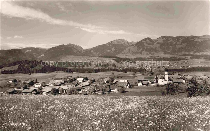 Schoellang Oberallgaeu Oberstdorf Bayern Panorama mit Blick auf Fischen und Hoer