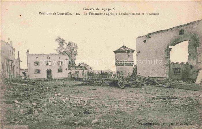 LUNEVILLE 54 Meurthe-et-Moselle WK1 La Faisanderie apres le bombardement et l'in