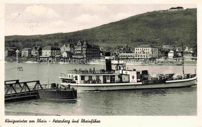 Koenigswinter Rhein Petersberg und Rheinfaehre
