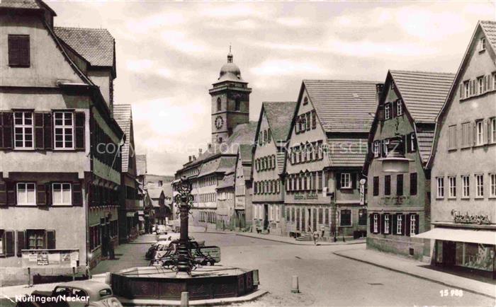 Nuertingen Neckar BW Dorfpartie mit Brunnen