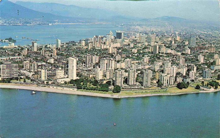 VANCOUVER BC Canada Aerial view of English Bay Skyline