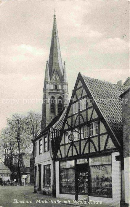 ELMSHORN Pinneberg Schleswig-Holstein Marktstrasse mit Nicolai Kirche