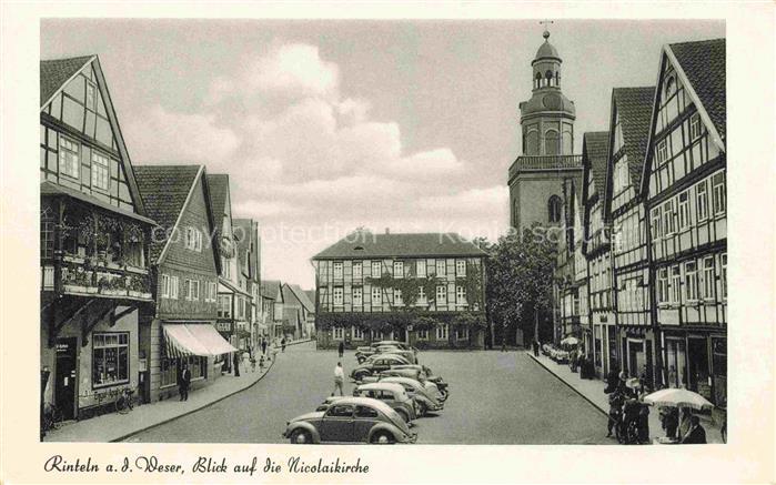 Rinteln Weser Niedersachsen Ortspartie mit Nicolaikirche