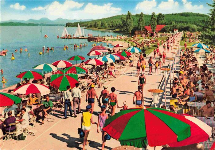 Waging See Traunstein Bayern Strandkurhaus Promenade