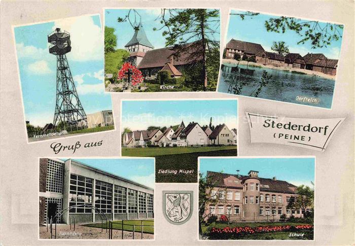 Stederdorf Peine Niedersachsen Fernmeldeturm Kirche Dorfteich Turnhalle Schule S