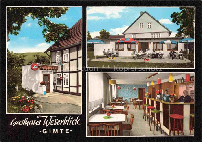 Gimte Hann. Muenden Niedersachsen Gasthaus Weserblick Terrasse Gaststube Bar