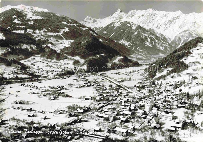 Schruns Tschagguns Montafon Vorarlberg AT Fliegeraufnahme mit Golm und Zimba