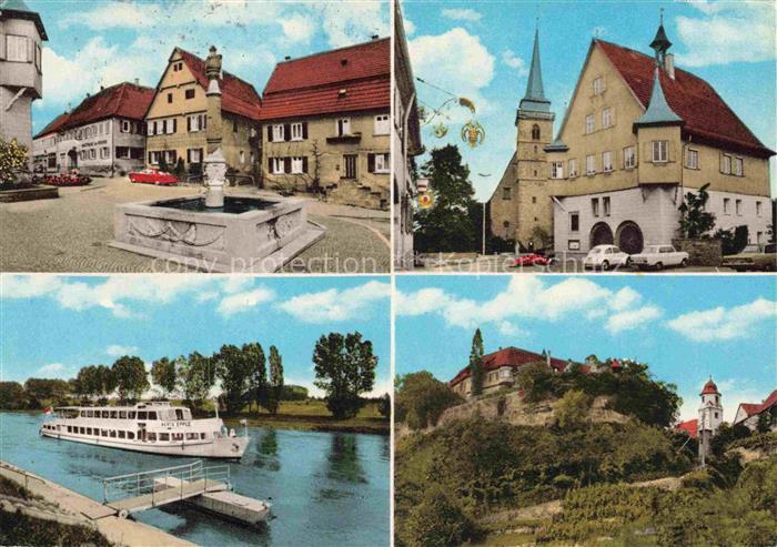 Ingersheim Elsass Ribeauville 68 Haut-Rhin Markt Brunnen Kirche Ausflugsdampfer