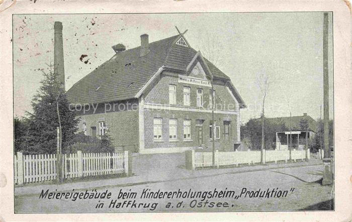 HAFFKRUG SCHARBEUTZ Ostseebad Meiereigebaeude beim Kindererholungsheim Produktio