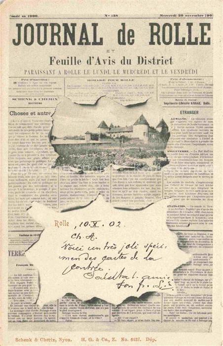 ROLLE  Lac Leman VD Journal de Rolle