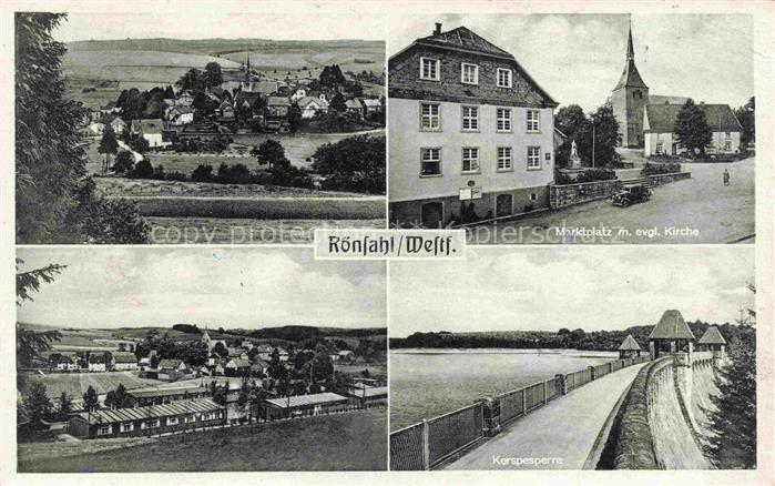 Roensahl Kierspe Maerkischer-Kreis NRW Panorama Marktplatz mit ev Kirche Kerspes