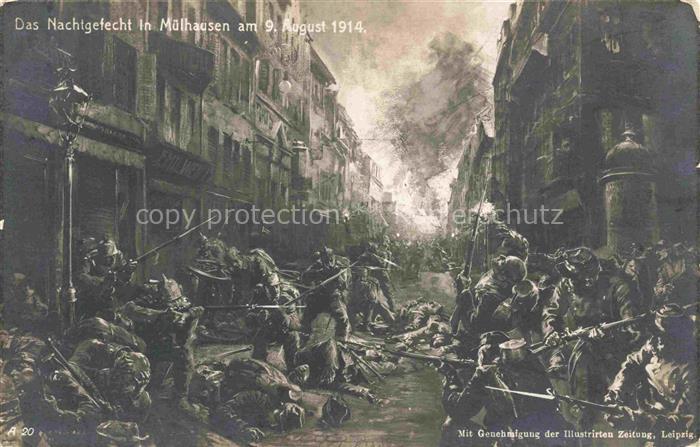 Muelhausen Elsass Nachtgefecht am 9 Aug 1914