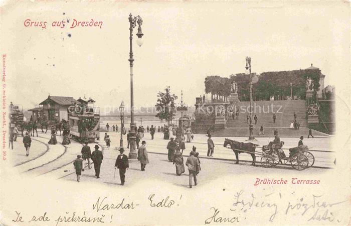 DRESDEN Elbe Bruehlsche Terrasse