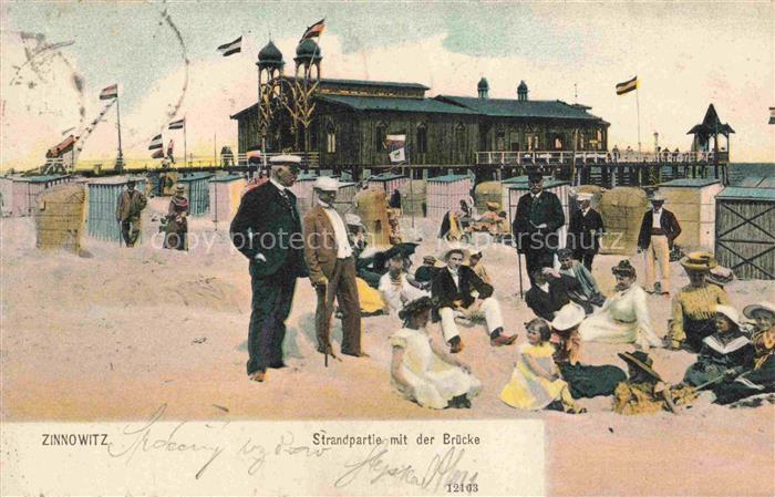 ZINNOWITZ Ostseebad Strandpartie mit der Bruecke