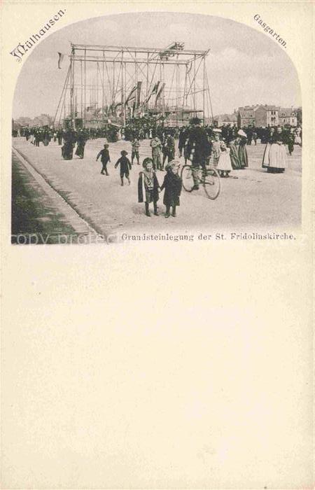 Muelhausen Elsass Gasgarten Grundsteinlegung der St Fridolinskirche