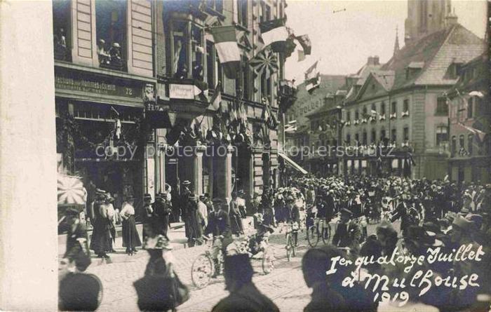 MULHOUSE Muehlhausen 68 Haut-Rhin 1er quartorze Juillet a Mulhouse 1919