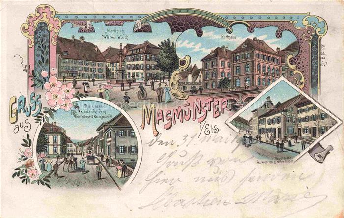 Masmuenster Masevaux 68 Haut-Rhin Marktplatz Witwe Welch Thalstrasse Rathhaus Re