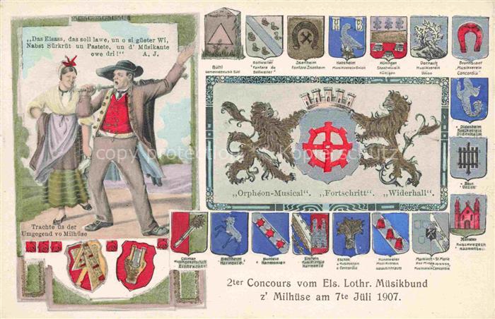 MULHOUSE Muehlhausen 68 Haut-Rhin Tracht der Umgebung Orpheon Musical Fortschrit