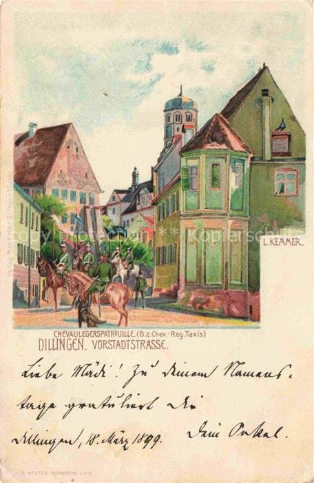 DILLINGEN Donau Bayern Chevaulegerspatrouille Vorstadtstrasse