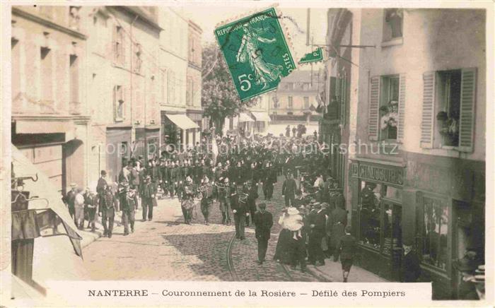 NANTERRE 92 Hauts-de-Seine Couronnement de la Rosiere Defile des Pompiers