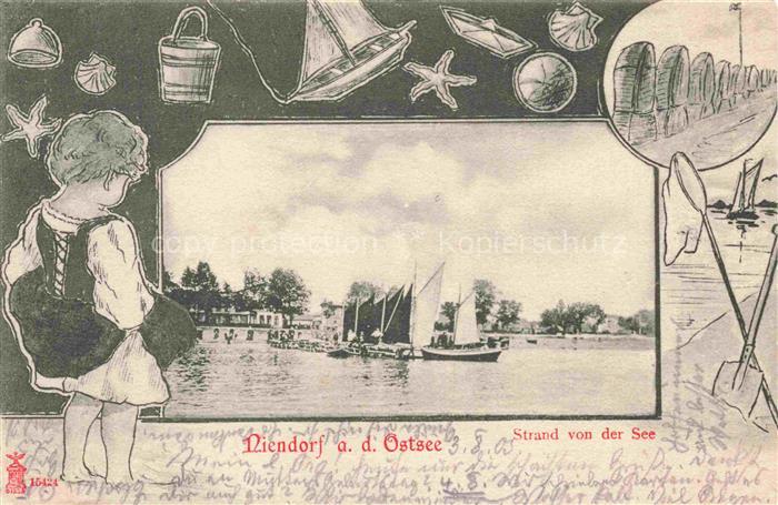 NIENDORF Ostseebad Timmendorferstrand Strand Ansicht von der See aus