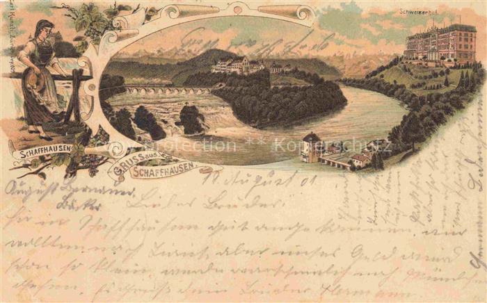 SCHAFFHAUSEN  SH Panorama Rheinfall Hotel Schweizerhof Litho