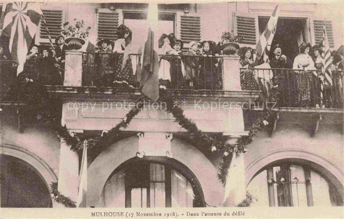 MULHOUSE Muehlhausen 68 Haut-Rhin 17 November 1918 dans l'attente du défilé
