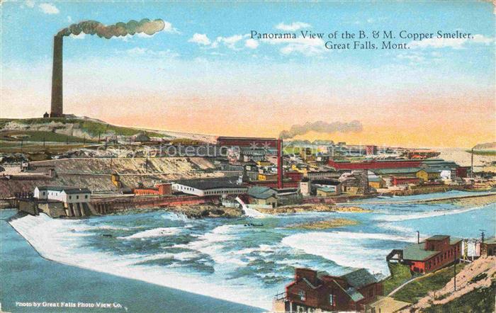 Great Falls Montana USA Panorama view of the B. and M. Copper Smelter